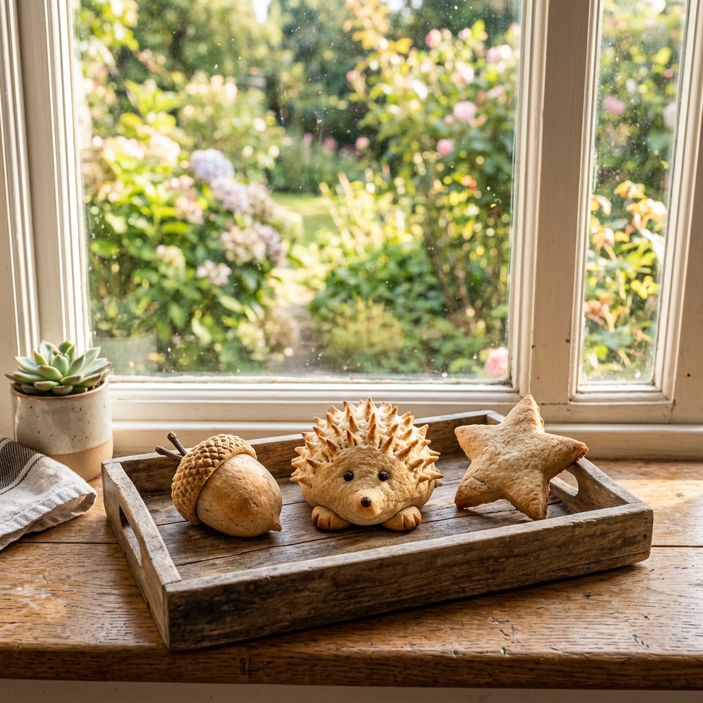 A fox and a squirrel sitting by a window, looking at a beautiful rainbow outside after finishing their craft project.