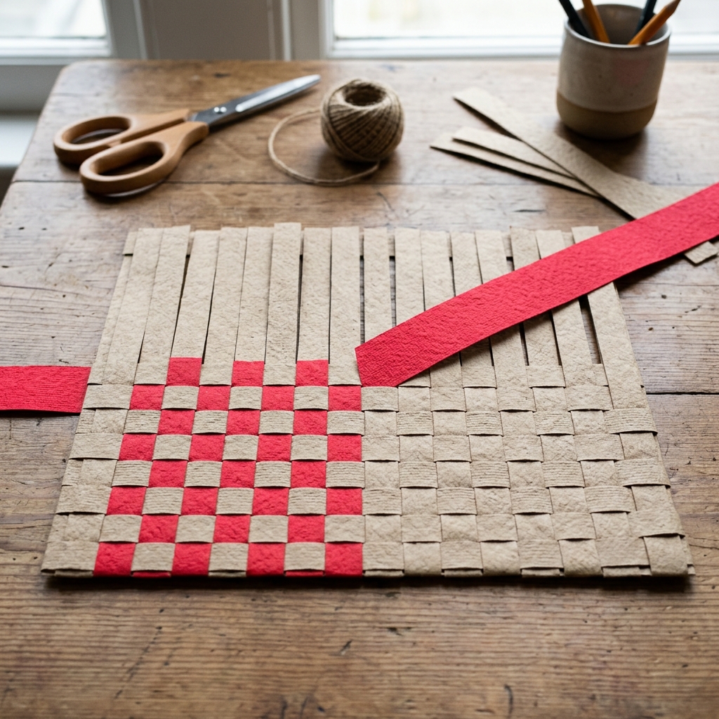 A tall, impressive craft structure on a table, with a fox carefully balancing the top piece.