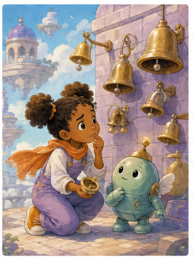 Nia and Bim discover silent brass doorbells in Cloud City