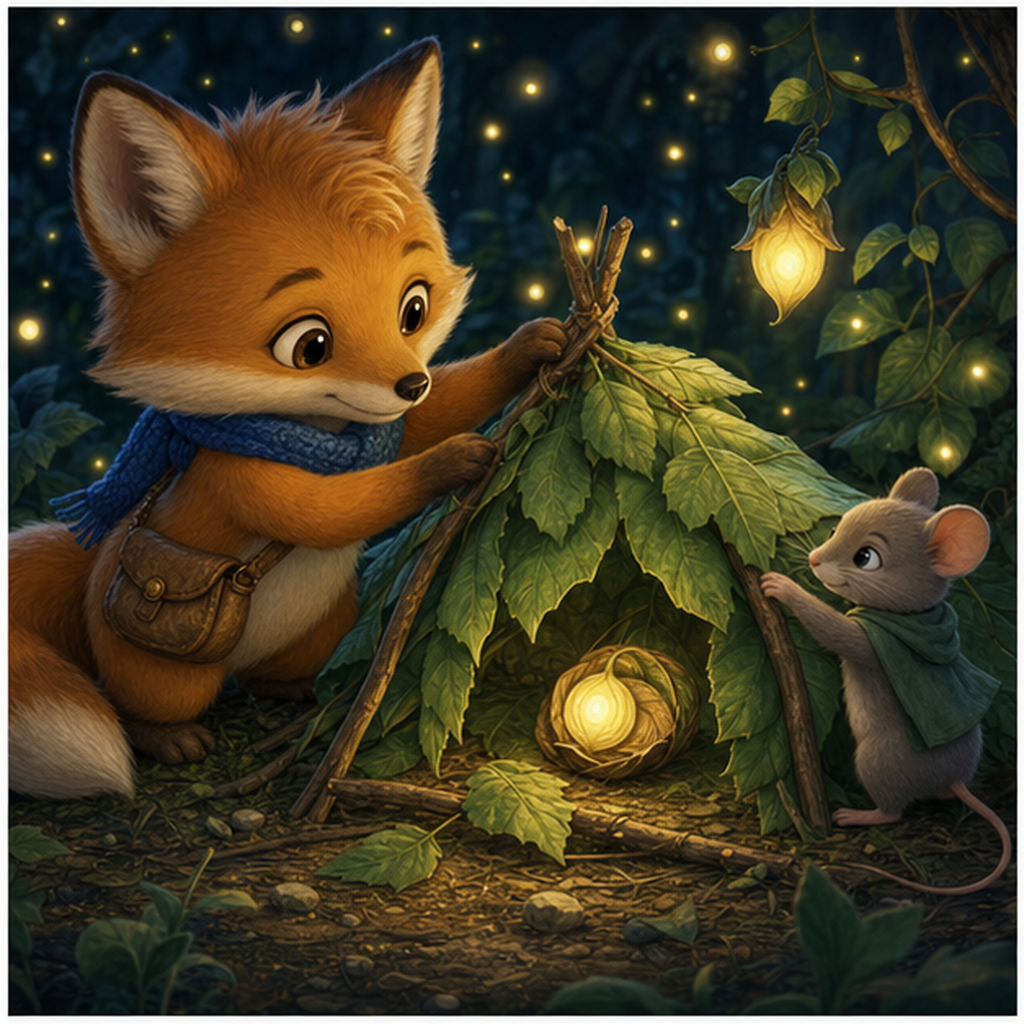 Foxy finding a lantern seed under silver moss in Magic Forest