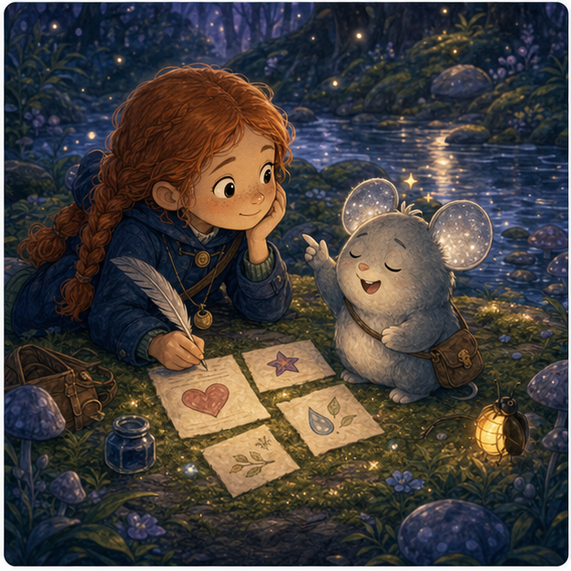 Ollo helps Talia choose honest words by the creek