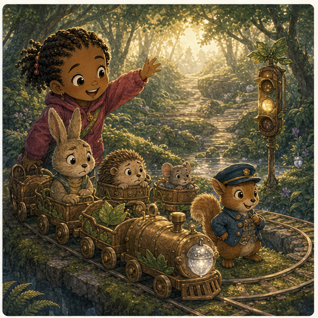 Mira notices nervous passengers on the small forest train